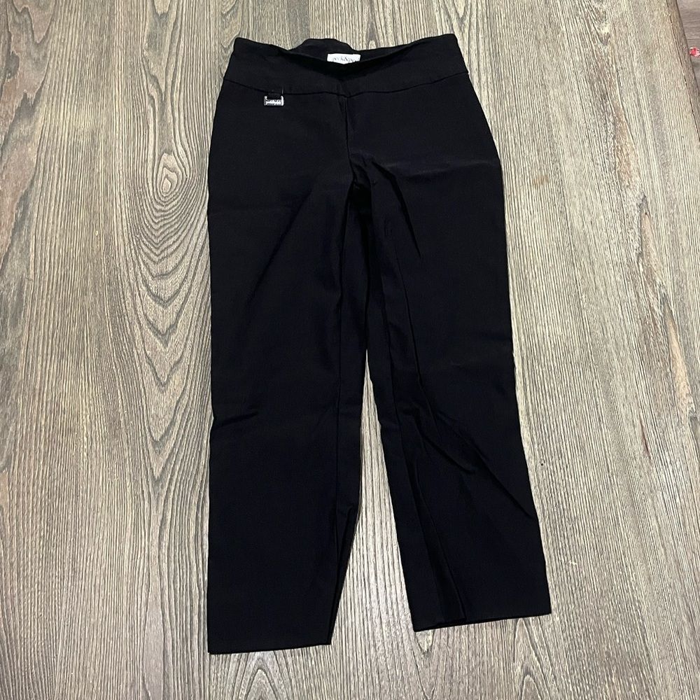 Peck & Peck Petite Pull-On Trouser Dress Pants Mid Rise Stretch Black Size 2P